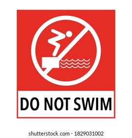 Do not swim red prohibition sign with text vector illustration