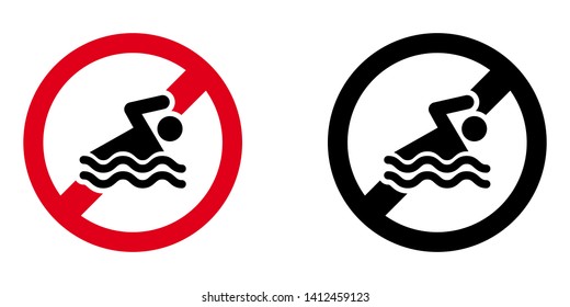 Do Not Swim Sign in Red and Black Version