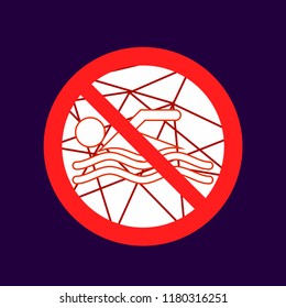 do not swimming here, caution warn symbol for public transport areas to do not do that. vector logo, sign, symbol