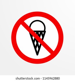 do not take ice cream caution warn symbol for public transport areas to do not do that. vector logo, sign, symbol