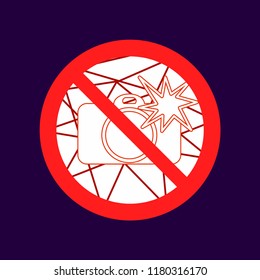 do not take photo, caution warn symbol for public transport areas to do not do that. vector logo, sign, symbol