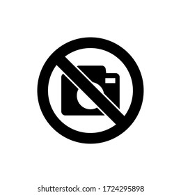 Do not take picture camera glyph vector icon design. Warning sign symbol icon vector. Black glyph vector icon.