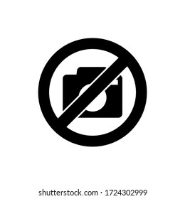 Do not take picture camera glyph vector icon design. Warning sign symbol icon vector. Black glyph vector icon.