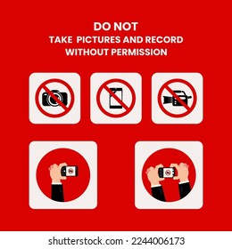 Do not take pictures and record without permission sign and symbol graphic design vector illustration