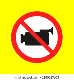 do not take video caution warn symbol for public transport areas to do not do that. vector logo, sign, symbol