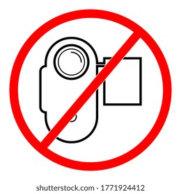 Do not take video caution warn symbol for public transport areas to do not do that. vector logo, sign, symbol