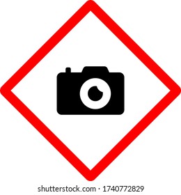 Do not Take your camera to the pool concept vector red color icon design, Pool and beach safety rules on white background