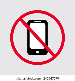 Do not talk mobile phone (cellphone)  on a grey background