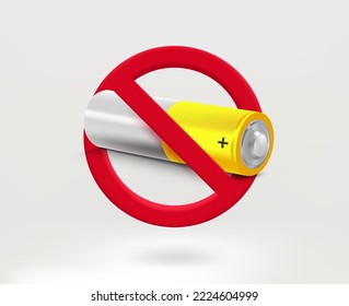 Do not throw away batteries concept with battery icon. 3d vector illustration
