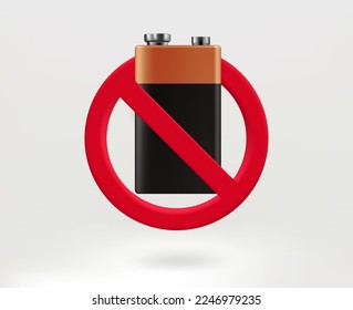 Do not throw away batteries concept with battery icon. 3d vector illustration
