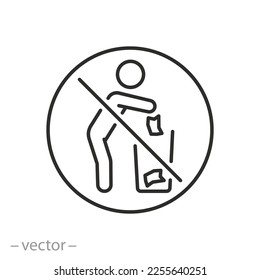 do not throw away icon, no litter, trash forbidden, thin line symbol - editable stroke vector illustration