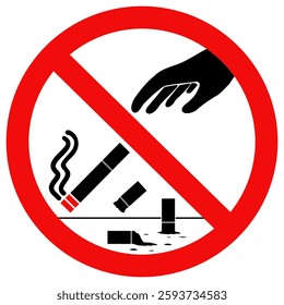 Do not throw cigarette butts sign. flat vector illustration simple design.