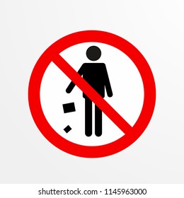 do not throw garbage, caution warn symbol for public transport areas to do not do that. vector logo, sign, symbol