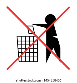 Do not throw garbage. Man and recycle bin strikeout sign.