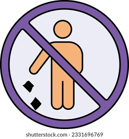 Do Not Throw Garbage at public spaces concept vector color design, Housekeeping symbol, Office caretaker sign, porter or cleanser equipment stock illustration