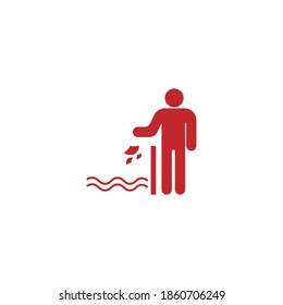 Do not throw garbage in the river icon illustration