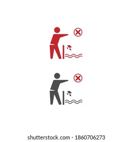Do not throw garbage in the river icon illustration