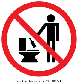 Do Not Throw Garbage In The Toilet Sign. Vector.