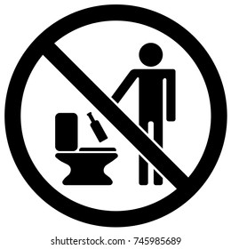 Do Not Throw Garbage In The Toilet Sign Black and White. Vector.