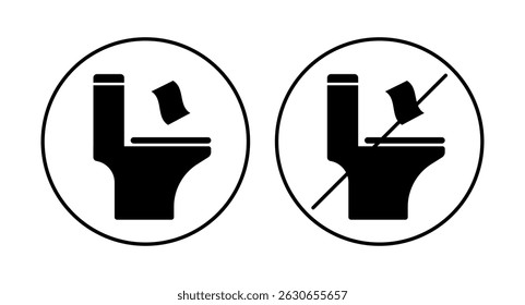 Do not throw paper in the toilet flat icon for bathroom signage hygiene posters waste management guidelines packaging products