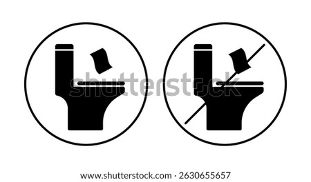 Do not throw paper in the toilet flat icon for bathroom signage hygiene posters waste management guidelines packaging products