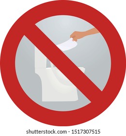Do not throw paper to toilette sign. vector