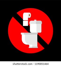 Do not throw paper towels in the toilet. Stop sign. Ban for WC