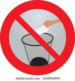 Do not  throw paper to waste bin sign. vector illustration