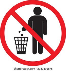 Do Not Throw Rubbish Sign. Prohibition signs are a type of sign used to try and prevent various activities in certain situations.