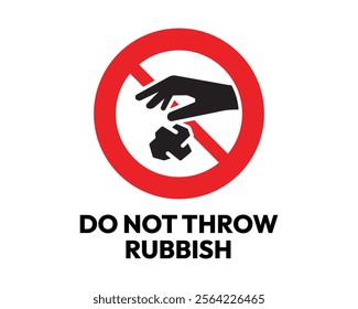 Do Not Throw Rubbish Sign, Essential for Cleanliness and Environmental Care, High-Quality Vector Stock Image