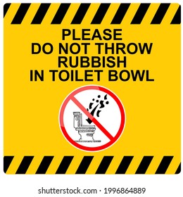 Do not throw rubbish in toilet bowl, sign vector