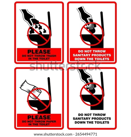 Do Not Throw sanitary products down the toilet, sign vector
