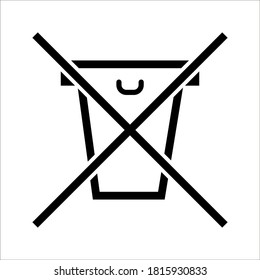 Do not throw in the trash icon. Special disposal sign. on white background