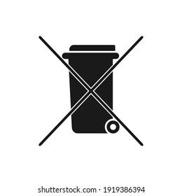 Do Not Throw In The Trash Icon. Special Disposal Flat Sign.