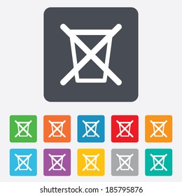 Do not throw in trash. Recycle bin sign icon. Rounded squares 11 buttons. Vector