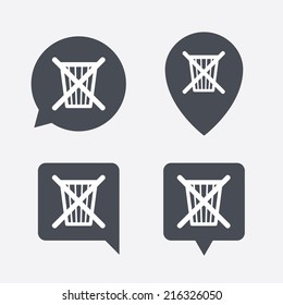 Do not throw in trash. Recycle bin sign icon. Map pointers information buttons. Speech bubbles with icons. Vector