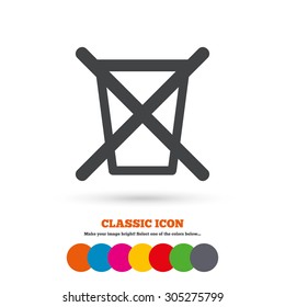 Do Not Throw In Trash. Recycle Bin Sign Icon. Classic Flat Icon. Colored Circles. Vector