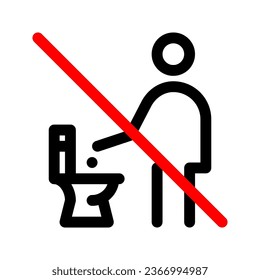 Do not throw trash in toilet bowl line icon