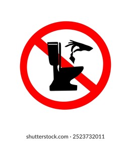 Do not throw trash in toilet Prohibited Sign, vector illustration isolated on white background