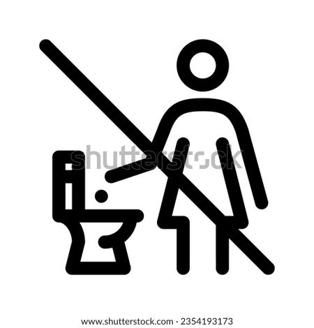 Do not throw trash in toilet bowl line icon
