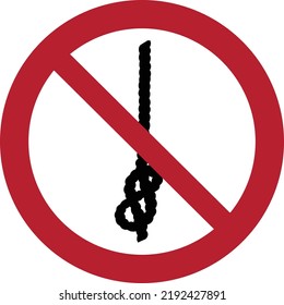 Do not tie knots in rope, red vector sign.