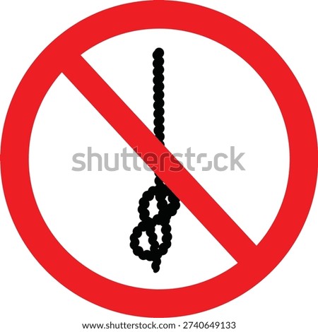 Do not tie knots in rope. Prohibition signs icon. To prohibit tying knots in a climbing rope. Red prohibition sign symbols. Vector illustration icon.