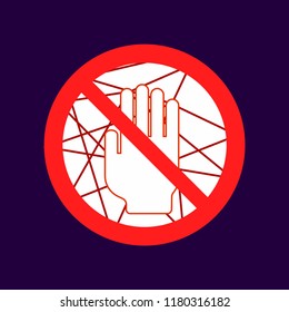 do not touch caution warn symbol for public transport areas to do not do that. vector logo, sign, symbol