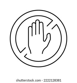 do not touch crossed out sign line icon vector. do not touch crossed out sign sign. isolated contour symbol black illustration