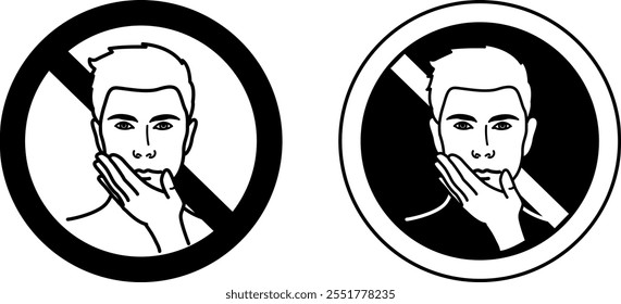 Do Not Touch Eyes, Mouth, and Nose Signs. Black and White Vector Icons. Safety Measures, Infectious Disease Prevention. Coronavirus Protection, Social Distancing. Medicine Concept