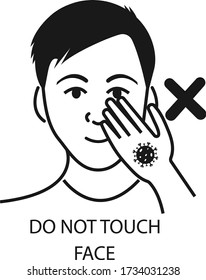 Do not touch face icon. Corona virus protection icon. Do not touch mouth, nose, and eyes icon vector illustration        