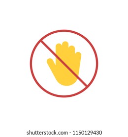 Do not touch flat icon, vector sign, colorful pictogram isolated on white. Prohibition sign symbol, logo illustration. Flat style design