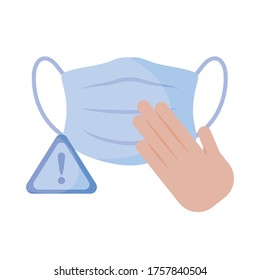 do not touch the front of mask , flat style icon vector illustration design