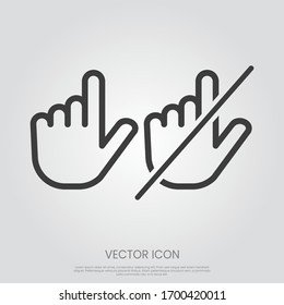 Do not touch hand icon. Isolated lined logotype design element. User manual standard symbol. Eps10 vector illustration.