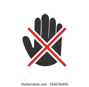 Do not touch hand icon. Prohibiting sign. Sign of the stop flat design. Vector Illustration